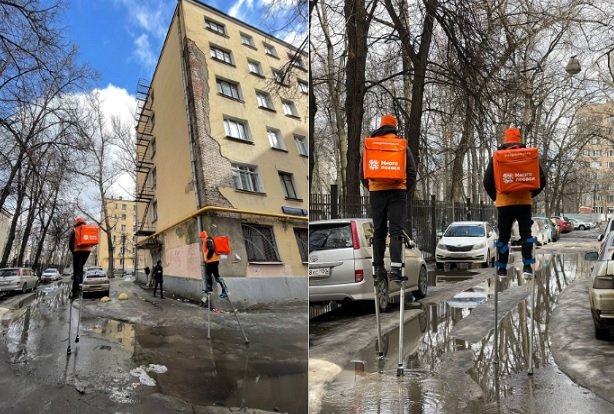 Курьеры «Много лосося» в Москве начали использовать ходули